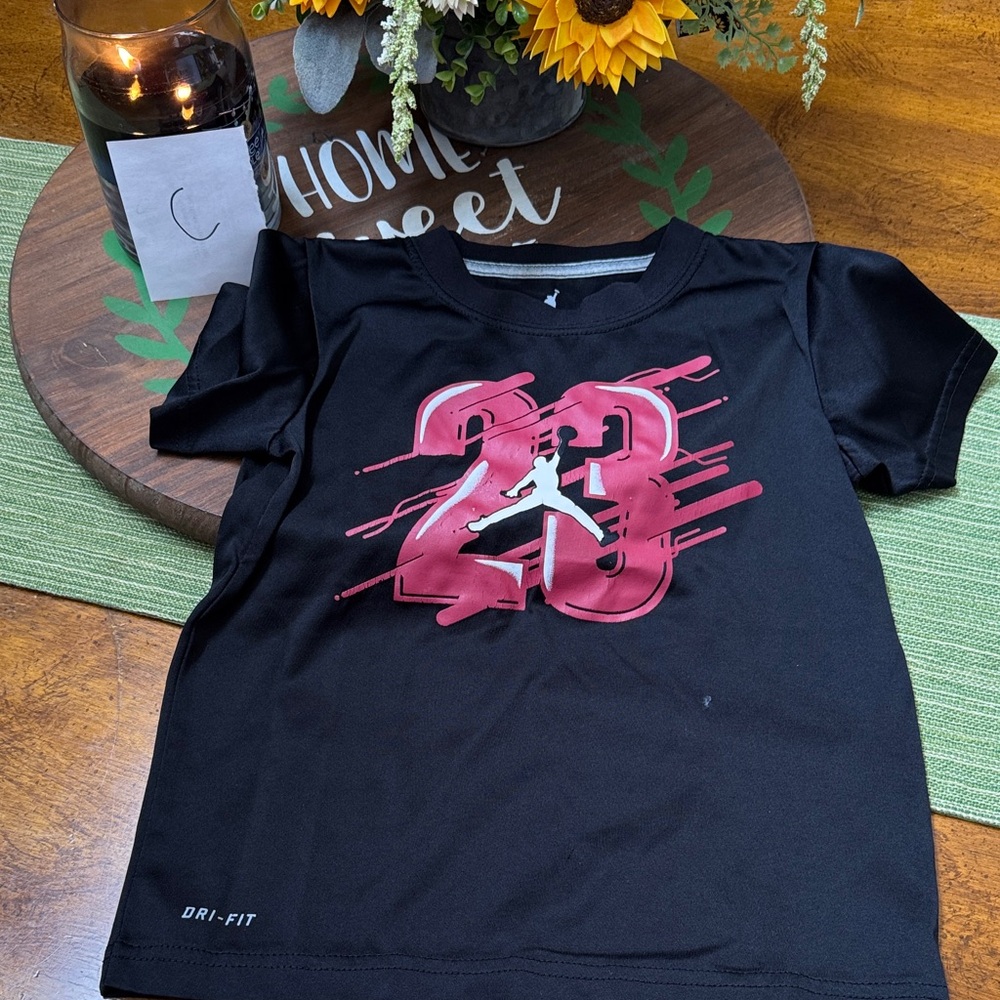 Jordan Kids Black Tee with Red Graphic
